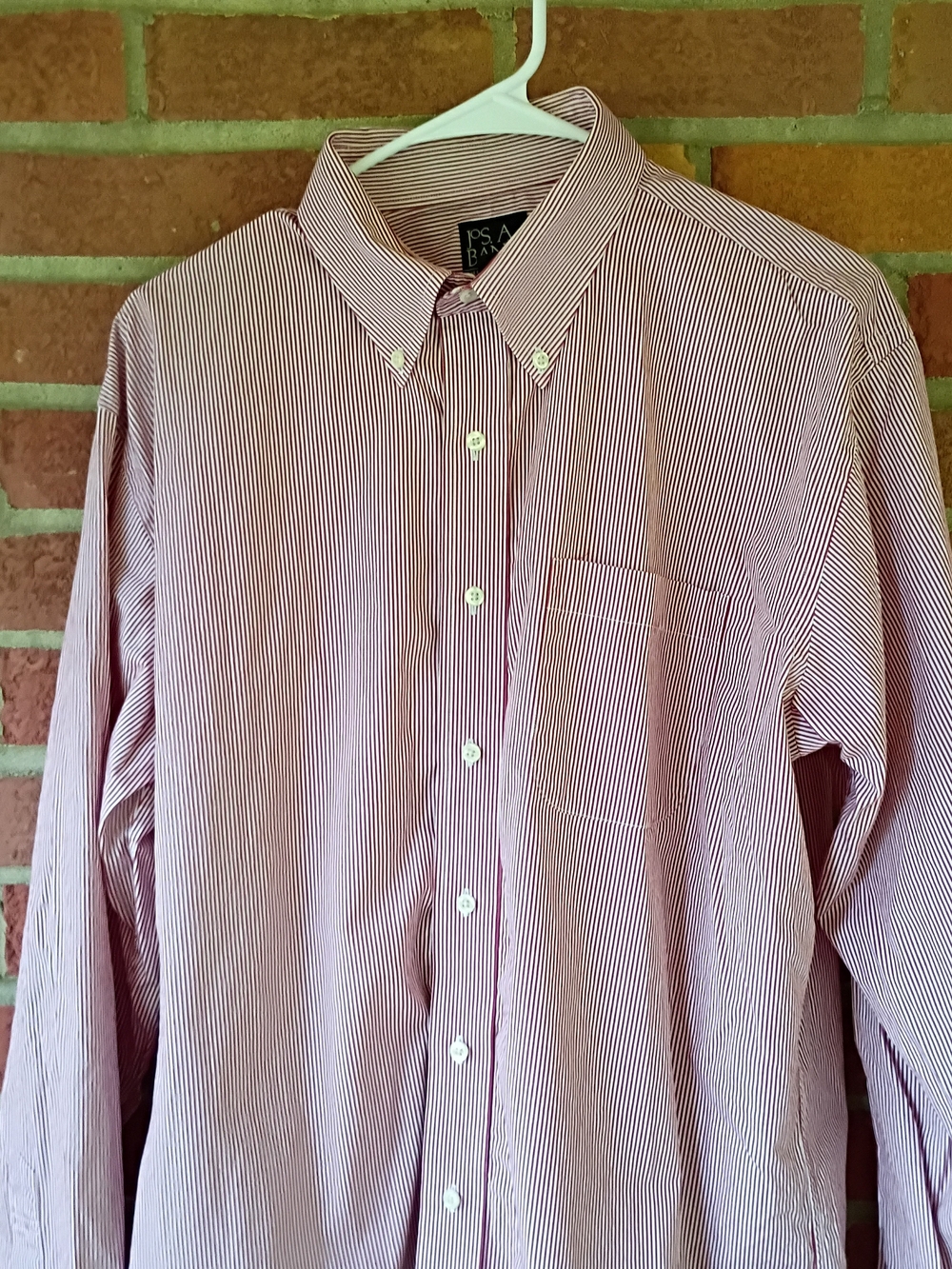 Jos. A. Bank Pink and White Striped Button-Down Dress Shirt